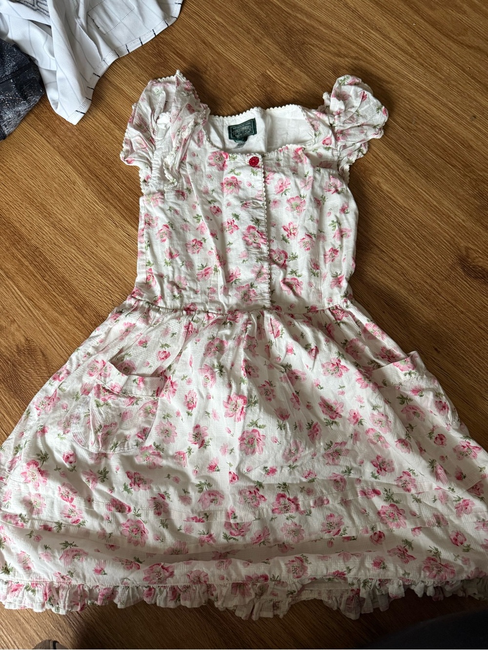 Polo by Ralph Lauren Cream Dress with Pink Rose Print